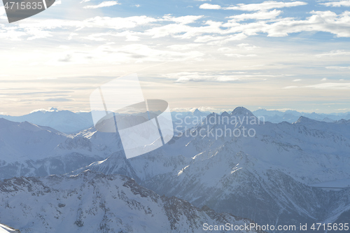 Image of panoramic view  of winter mountains