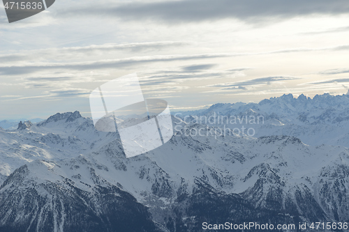 Image of panoramic view  of winter mountains