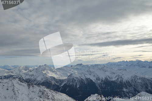 Image of panoramic view  of winter mountains