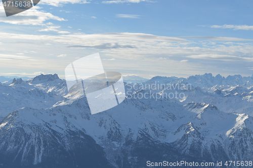 Image of panoramic view  of winter mountains