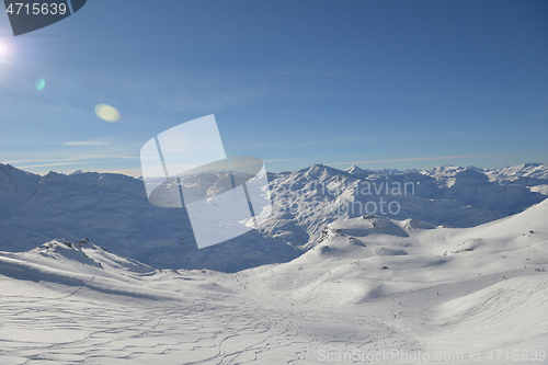 Image of panoramic view  of winter mountains