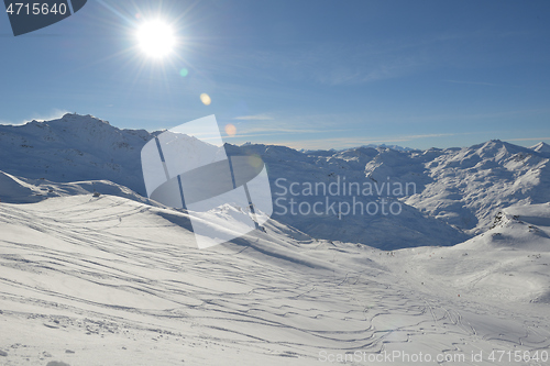 Image of panoramic view  of winter mountains