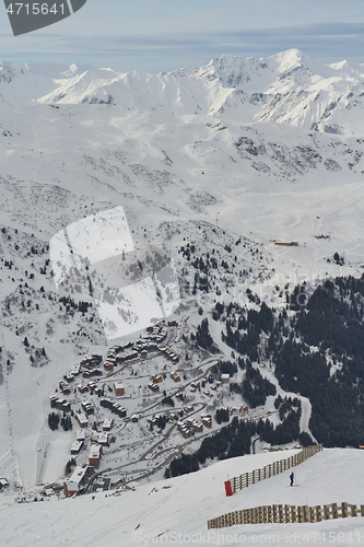 Image of panoramic view  of winter mountains