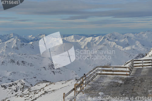 Image of panoramic view  of winter mountains