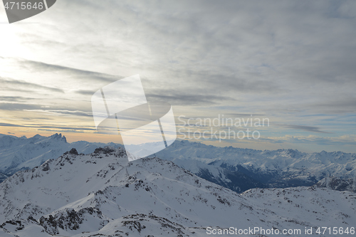 Image of panoramic view  of winter mountains