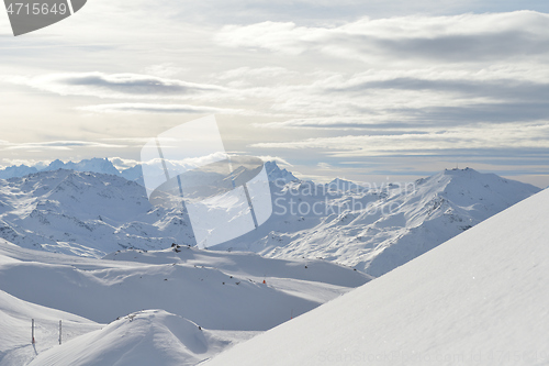 Image of panoramic view  of winter mountains