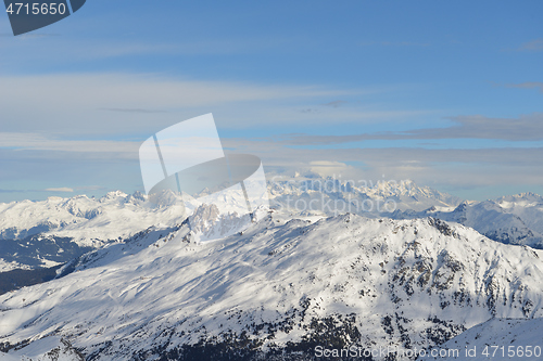 Image of panoramic view  of winter mountains