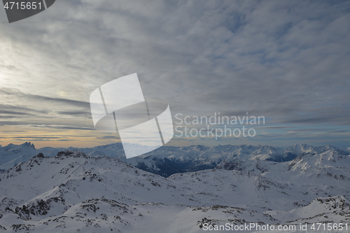 Image of panoramic view  of winter mountains