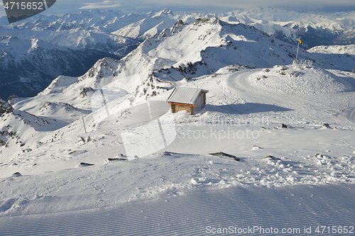 Image of panoramic view  of winter mountains