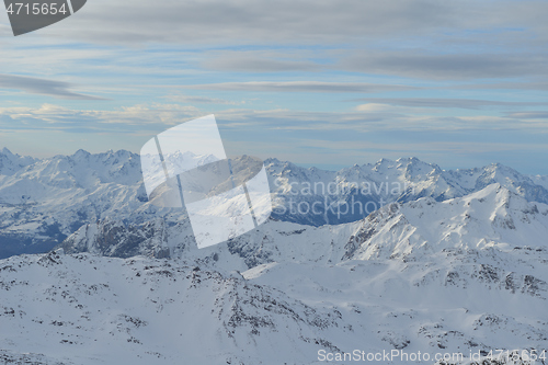 Image of panoramic view  of winter mountains