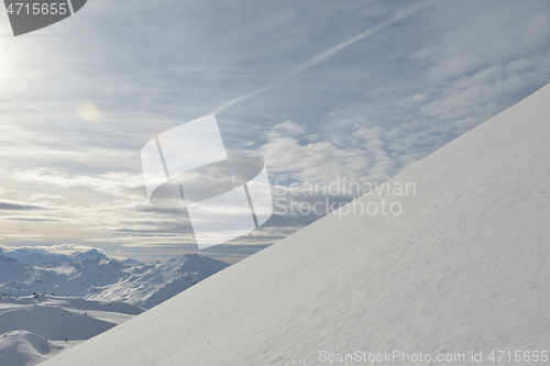 Image of panoramic view  of winter mountains