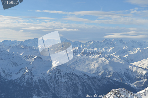 Image of panoramic view  of winter mountains