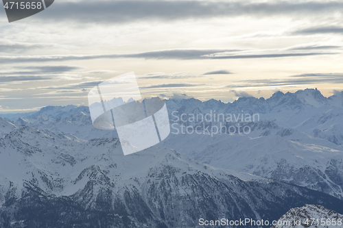 Image of panoramic view  of winter mountains