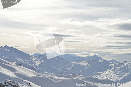 Image of panoramic view  of winter mountains