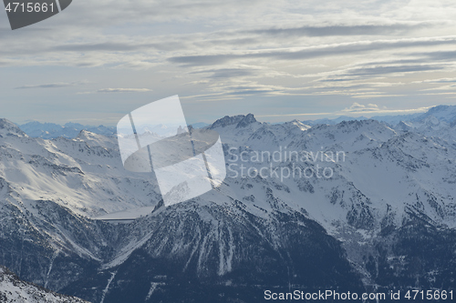 Image of panoramic view  of winter mountains