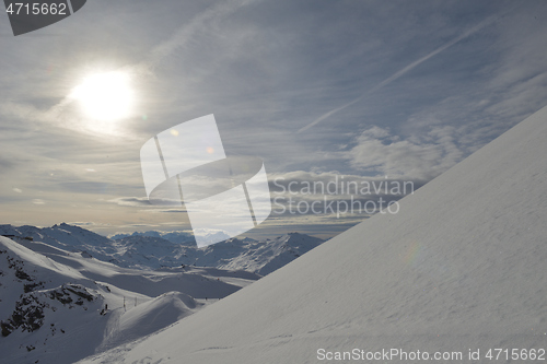 Image of panoramic view  of winter mountains