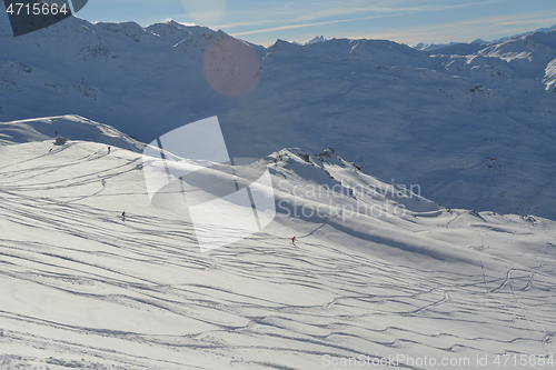 Image of panoramic view  of winter mountains