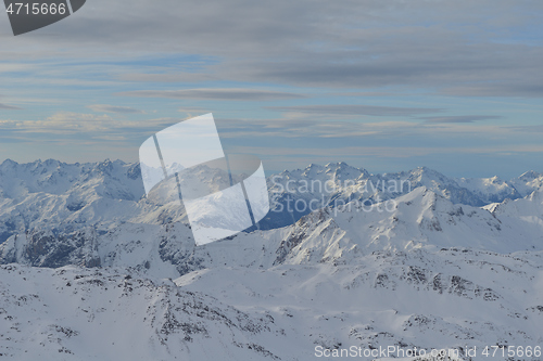 Image of panoramic view  of winter mountains