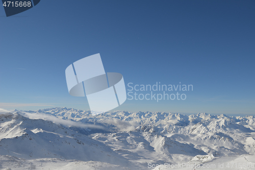 Image of panoramic view  of winter mountains