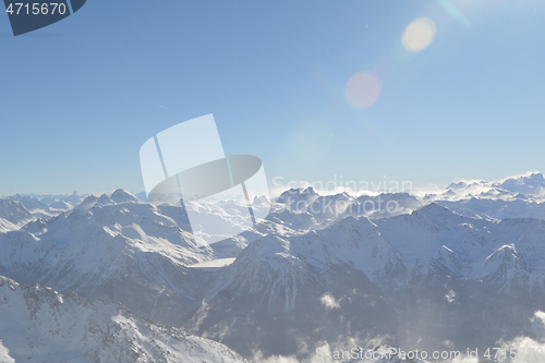 Image of panoramic view  of winter mountains