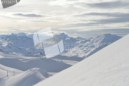 Image of panoramic view  of winter mountains