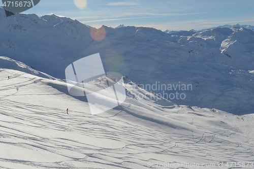 Image of panoramic view  of winter mountains