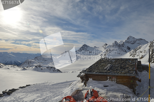 Image of panoramic view  of winter mountains