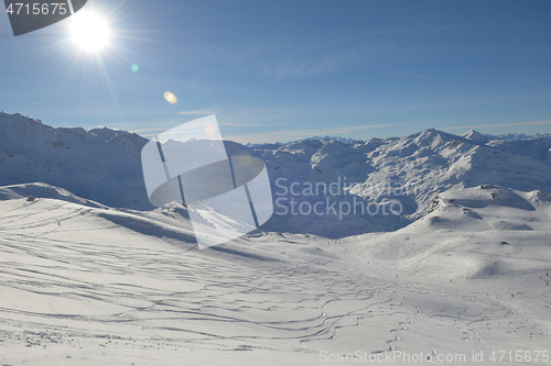 Image of panoramic view  of winter mountains