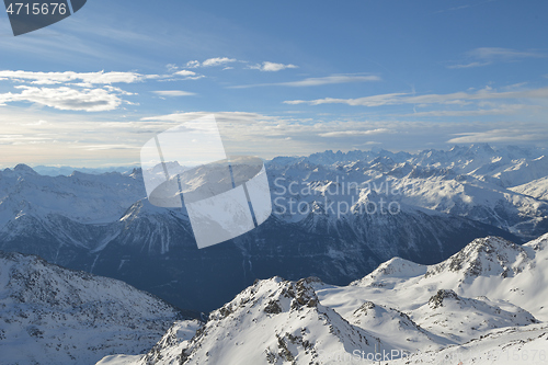 Image of panoramic view  of winter mountains