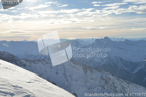 Image of panoramic view  of winter mountains