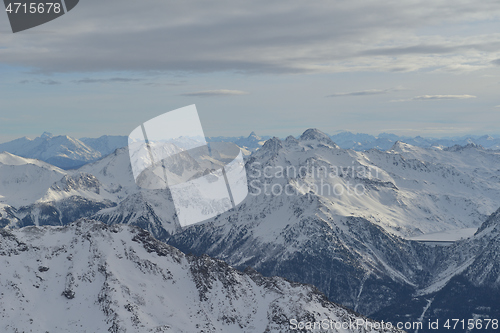 Image of panoramic view  of winter mountains