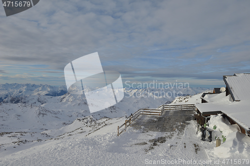 Image of panoramic view  of winter mountains