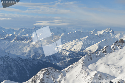 Image of panoramic view  of winter mountains