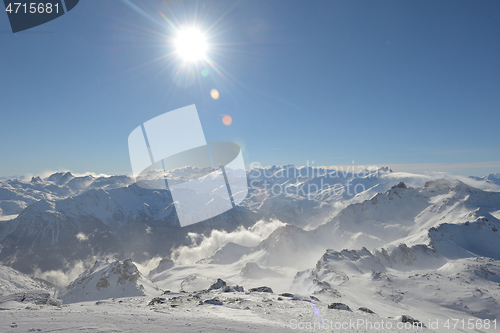 Image of panoramic view  of winter mountains