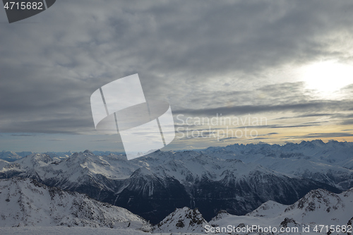 Image of panoramic view  of winter mountains