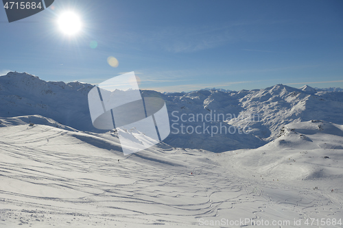 Image of panoramic view  of winter mountains