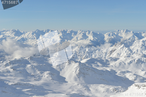 Image of panoramic view  of winter mountains