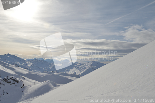 Image of panoramic view  of winter mountains