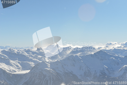 Image of panoramic view  of winter mountains