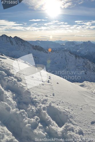 Image of panoramic view  of winter mountains