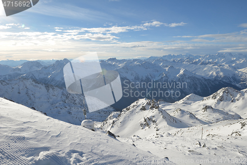 Image of panoramic view  of winter mountains