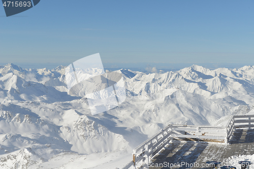 Image of panoramic view  of winter mountains