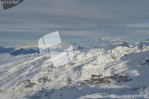 Image of panoramic view  of winter mountains