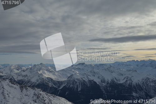 Image of panoramic view  of winter mountains