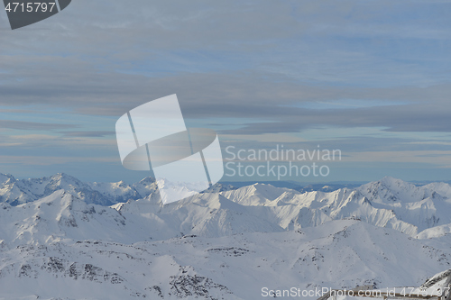 Image of panoramic view  of winter mountains