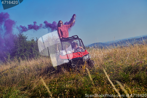 Image of  colorful torches while driving a off road buggy car