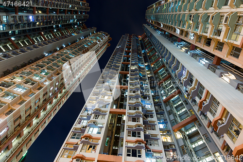 Image of Skyscraper from low angle at night 