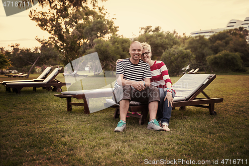 Image of young couple enjoying vacation