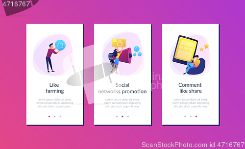 Image of Social networks promotion app interface template.