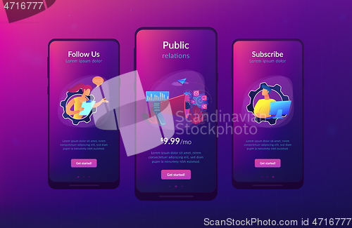 Image of Public relations app interface template.